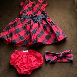 Plaid infant dress w/ matching underpants 9 mos